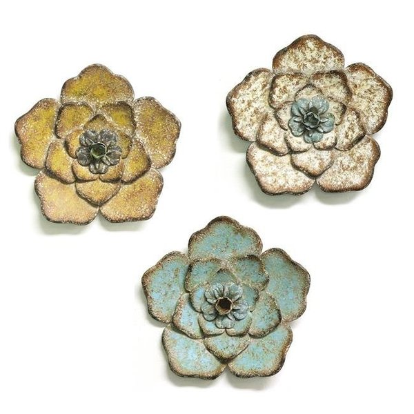 Home Roots Home Roots 321198 Rustic Flower Wall Decor; Multicolor - Set of 3 321198